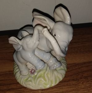 Mother and Baby Elephant Ceramic